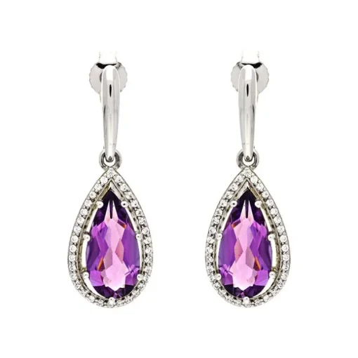 Amethyst-Ohrhänger Silber rhodiniert