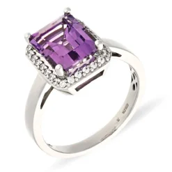 Amethyst-Ring Silber rhodiniert