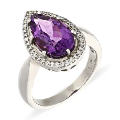 Amethyst-Ring Silber rhodiniert