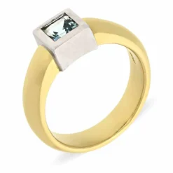 Aquamarin-Ring Bicolor