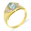 Aquamarin-Ring Gelbgold teil-rhodiniert