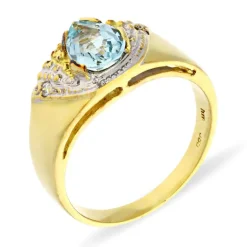 Aquamarin-Ring Gelbgold teil-rhodiniert