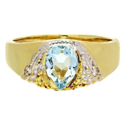 Aquamarin-Ring Gelbgold teil-rhodiniert