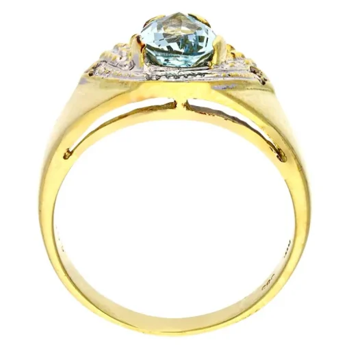 Aquamarin-Ring Gelbgold teil-rhodiniert