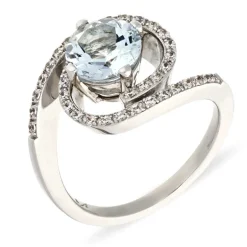 Aquamarin-Ring Silber rhodiniert