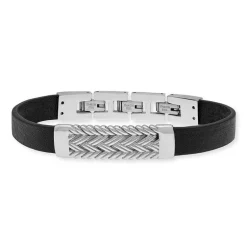 Armband Save Brave 'Ian' Edelstahl/Leder