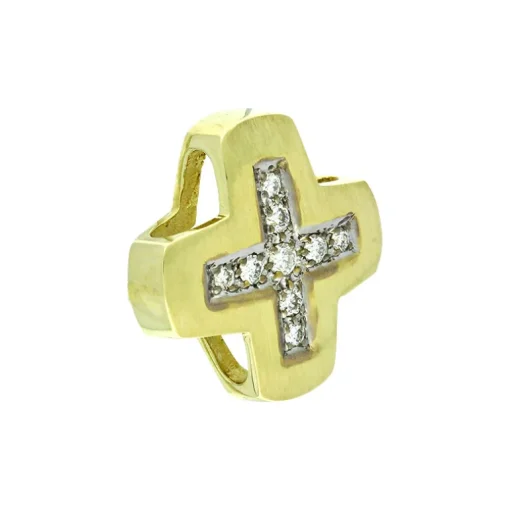 Brillant-Kreuz-Anhänger Gelbgold