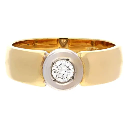 Brillant-Ring Gelbgold teil-rhodiniert