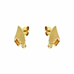 Citrin-Ohrstecker Gelbgold