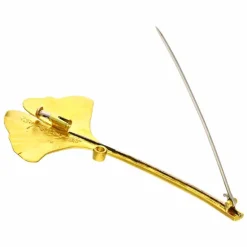 Diamant-Brosche 'Ginkgoblatt' Bicolor