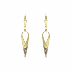 Diamant-Ohrhänger Gelbgold, teil-rhodiniert