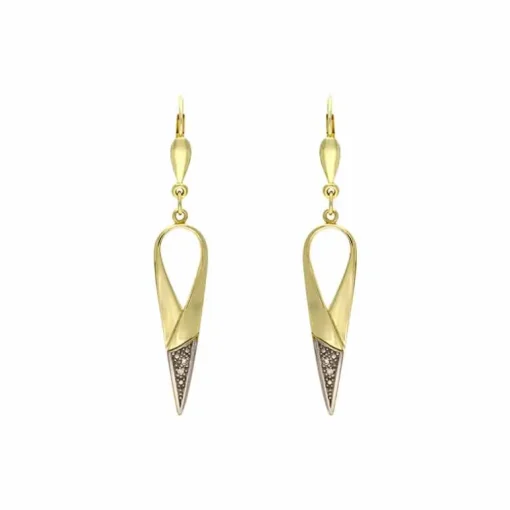 Diamant-Ohrhänger Gelbgold, teil-rhodiniert