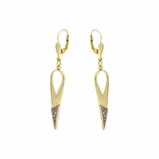 Diamant-Ohrhänger Gelbgold, teil-rhodiniert