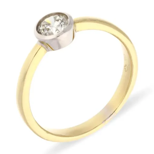 Diamant-Ring Gelbgold teil-rhodiniert