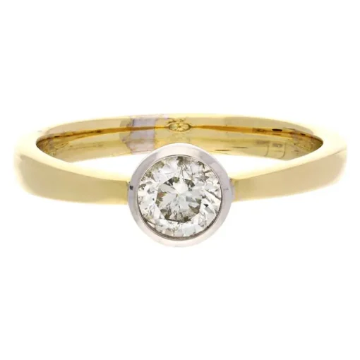 Diamant-Ring Gelbgold teil-rhodiniert