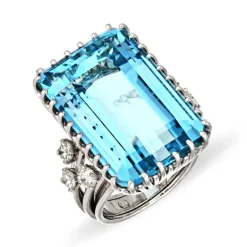 1970er Vintage Cocktail-Ring 'Aquamarin'