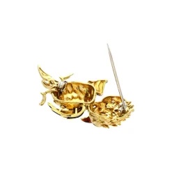 Farbstein-Brosche Gelbgold