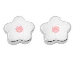 Ohrstecker "Blume" in Silber mit Zirkonia pink