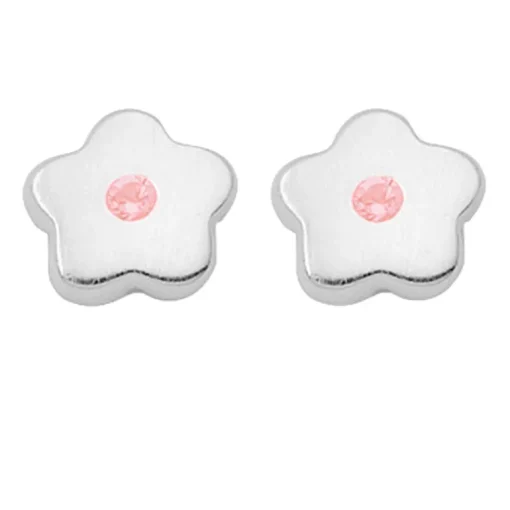 Ohrstecker "Blume" in Silber mit Zirkonia pink