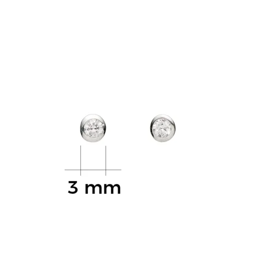 Ohrstecker mit Zirkonia Silber 3 mm