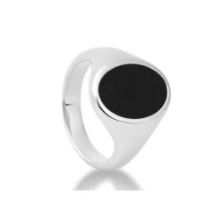 Onyx-Siegelring Weißgold