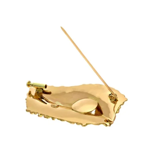 Perl-Brosche 'Blatt' Bicolor