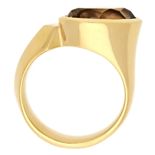 Rauchquarz-Ring Gelbgold