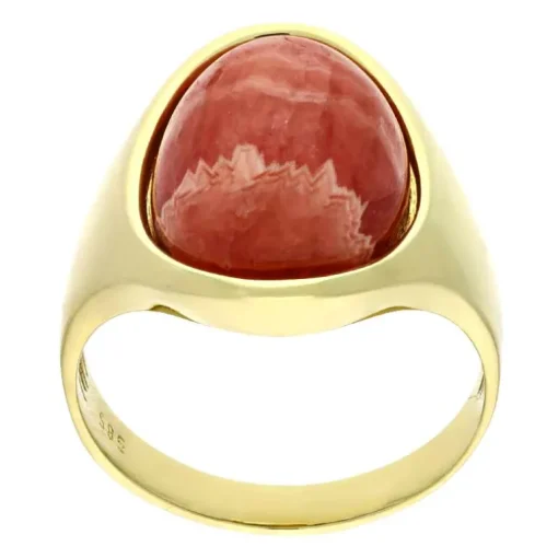 Rhodochrosit-Ring Gelbgold