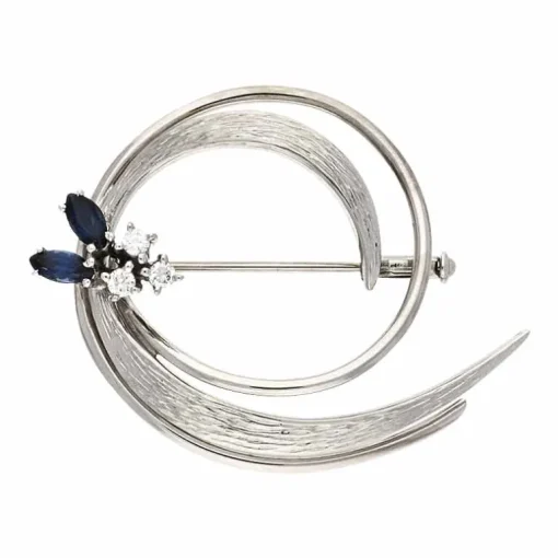 Safir-Brosche Weißgold