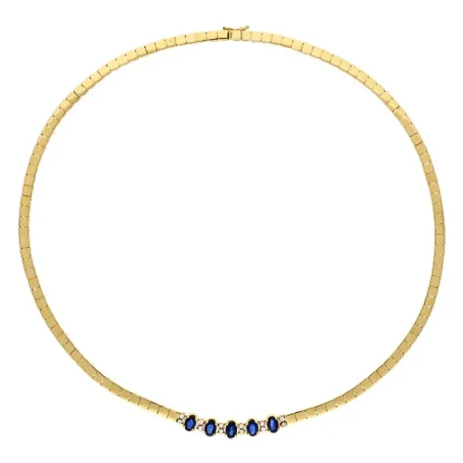 Safir-Collier Gelbgold