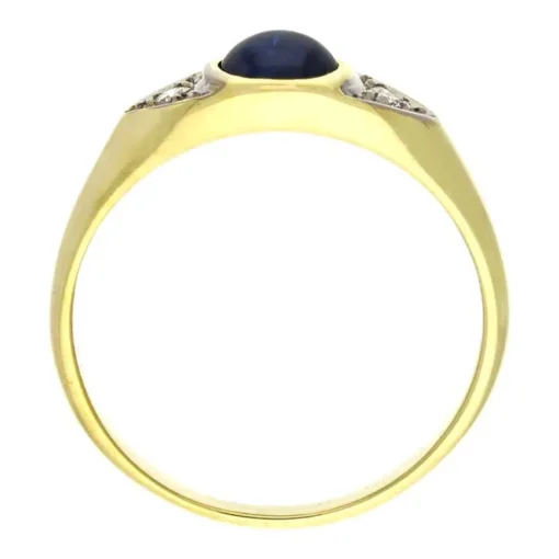 Saphir-Ring Gelbgold teil-rhodiniert