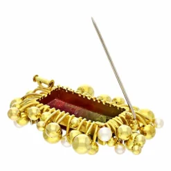Turmalin-Brosche Gelbgold