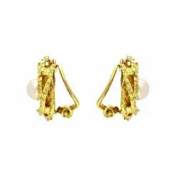 Zuchtperlen-Ohrclips Gelbgold