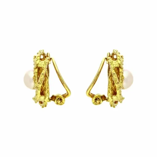 Zuchtperlen-Ohrclips Gelbgold